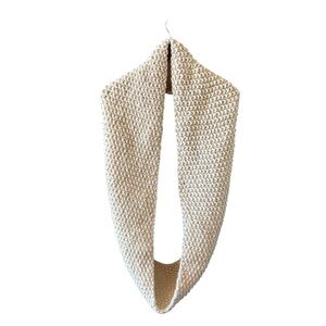 Handmade Knit Infinity Circle Scarf - Cream, 33" Long, 8 1/2" Wide
